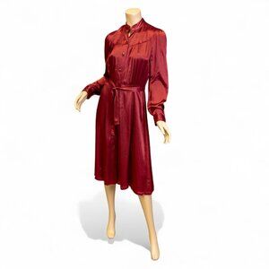 Vintage 1970s Foxy Lady of San Francisco Burgundy Satin Dress